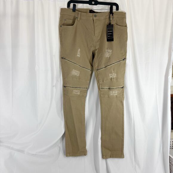 True Rock Other - True Rock Men’s Ripped Jeans Tan Distressed Denim Size 38x30